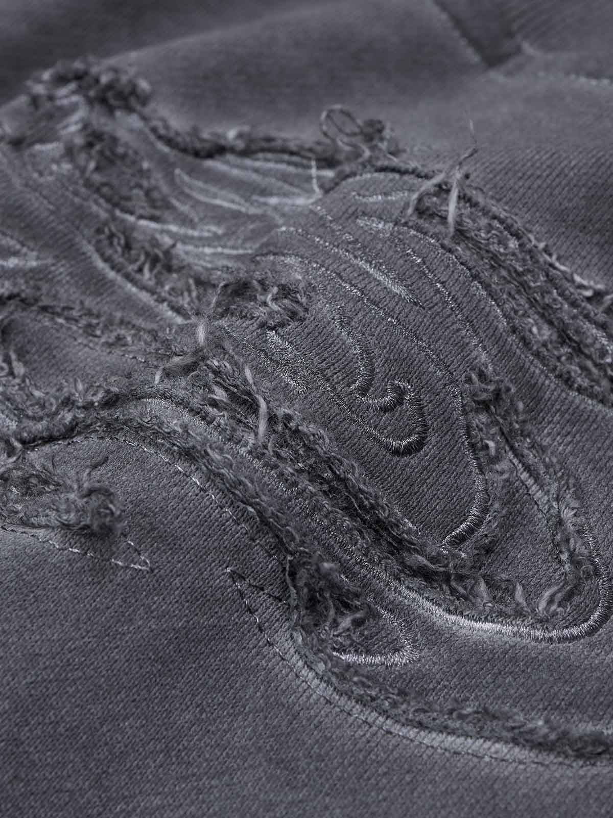 Heavyweight Washed Distressed Raw-Edge Long Sleeve Tee; Dark Gray / M, Dark Gray / L, Dark Gray / XL