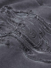 Heavyweight Washed Distressed Raw-Edge Long Sleeve Tee; Dark Gray / M, Dark Gray / L, Dark Gray / XL