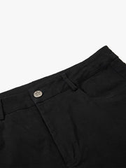Schwarze, hochgeschnittene Chino-Hose in schmaler Passform