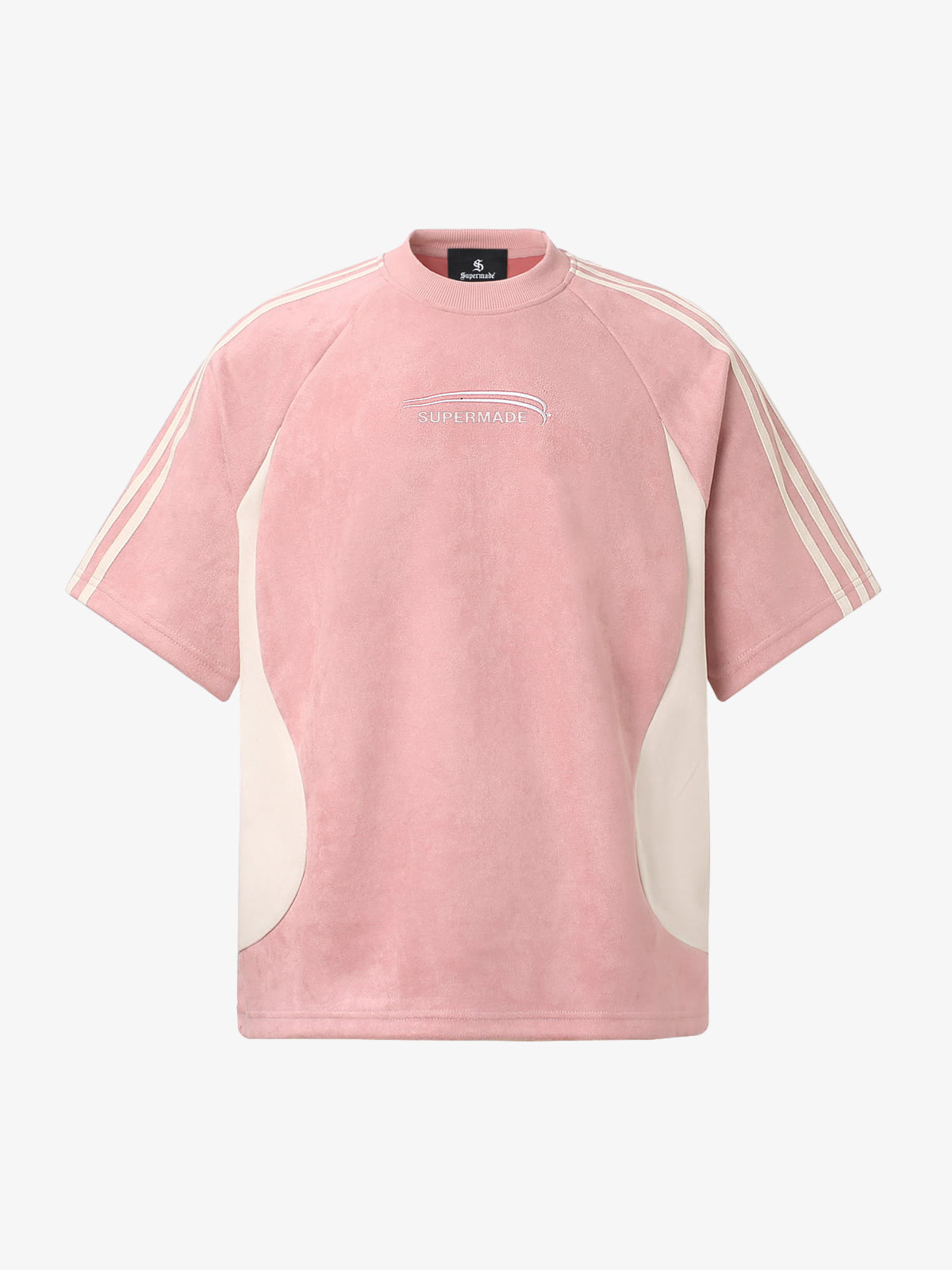 Cotton Blend Oversized Sport T-Shirt with Contrast Panels and Logo Print 