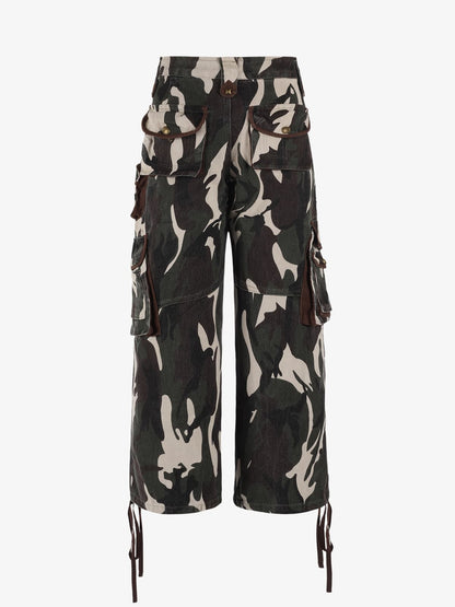 Retro Union Flag Patch Camouflage Cargo Pants 