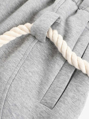 Decorative Rope Detail Wide Leg Sweatpants 