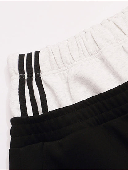 Striped Badge Graphic Double-Waist Track Pants