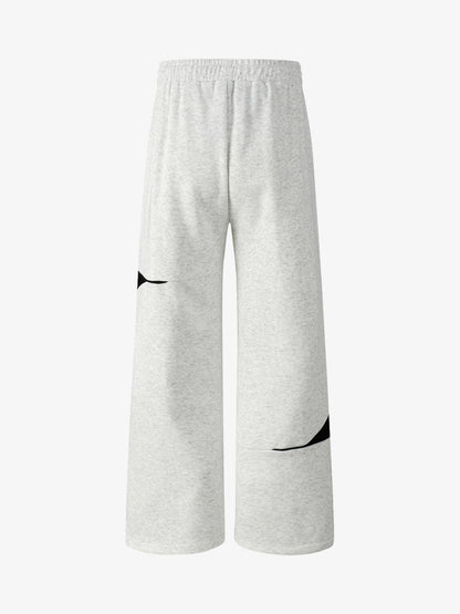 Retro Colorblock Stripe Drawstring Loose Drape Pants 