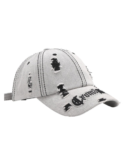 Distressed Letter Embroidery Baseball Cap 