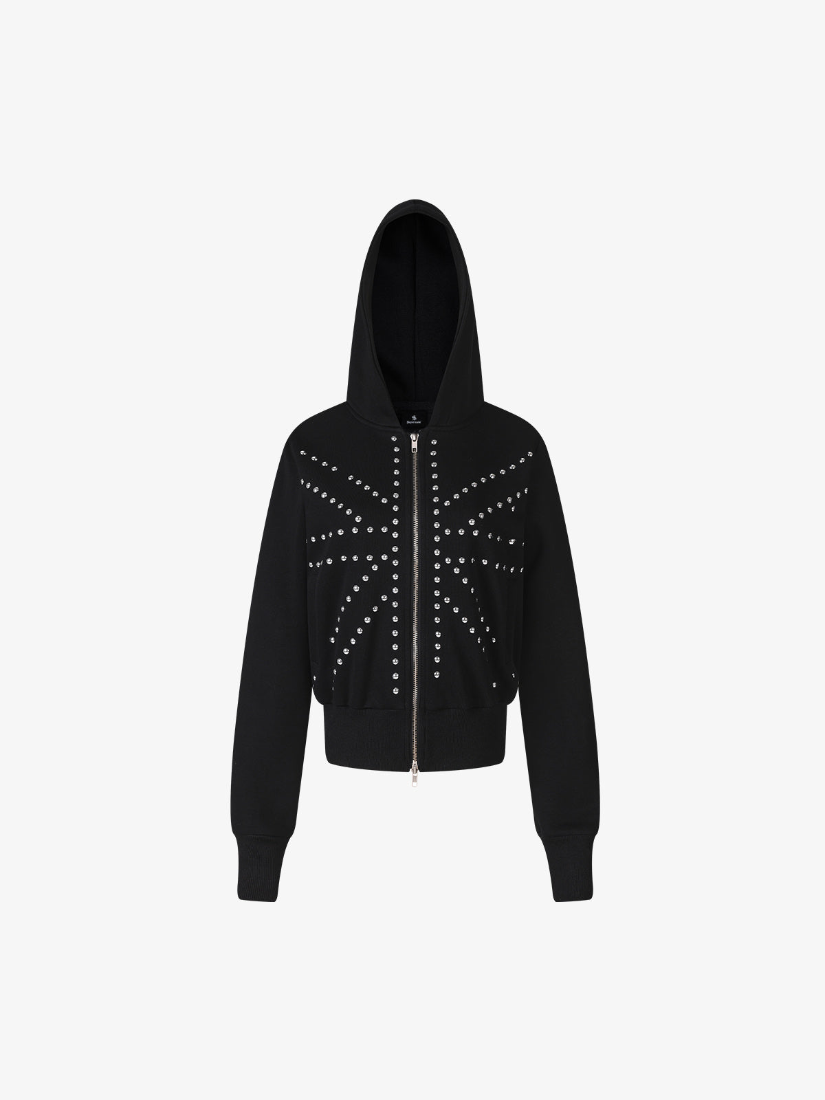 Studded Flag Graphic Zip-Up Hoodie