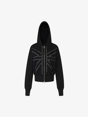 Studded Flag Graphic Zip-Up Hoodie