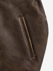 Faux-Shearling Collar Buckle Aviator Jacket