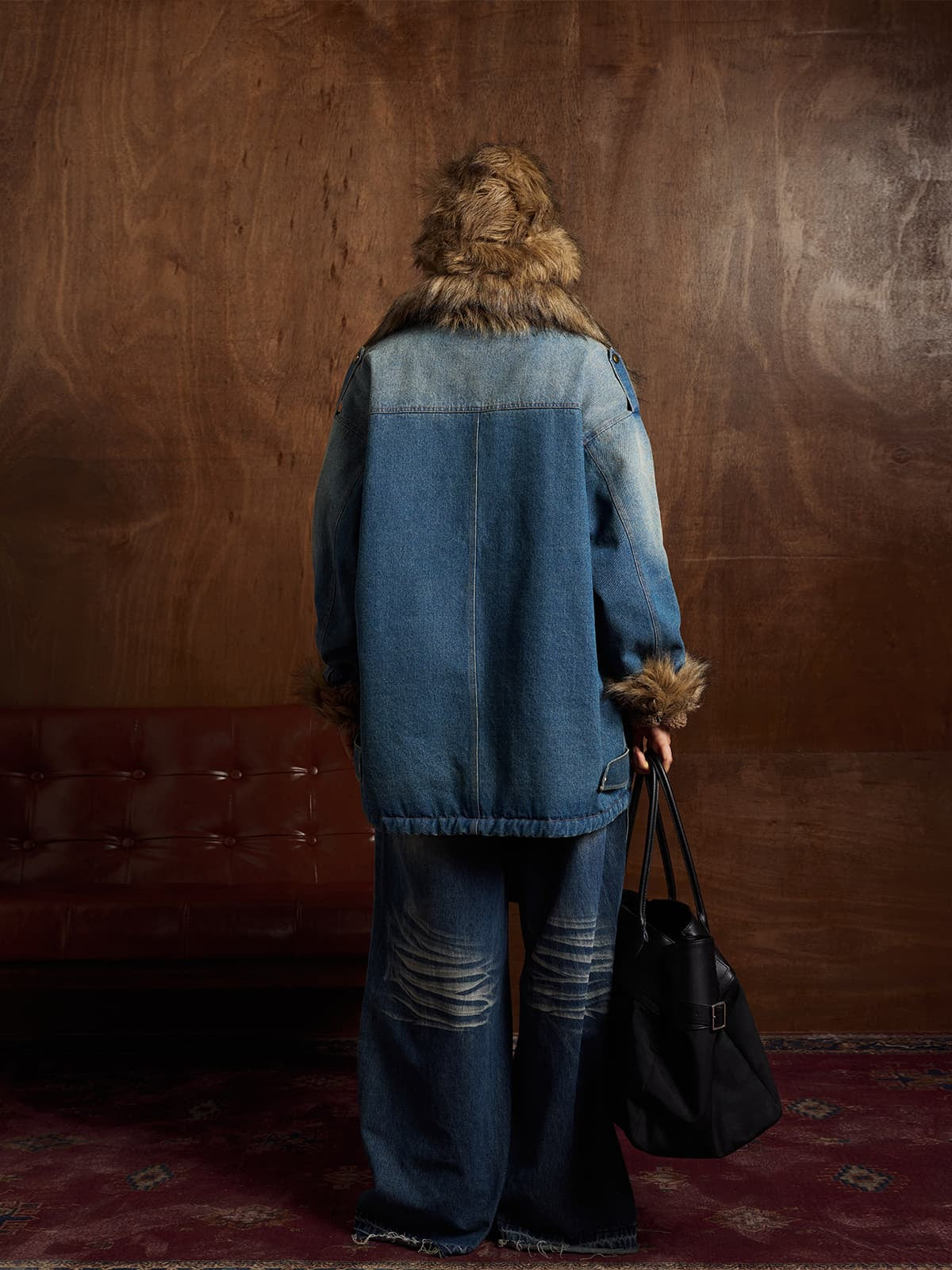 Winter-Ready Corduroy Jacket with Faux Fur Trim for Men 
