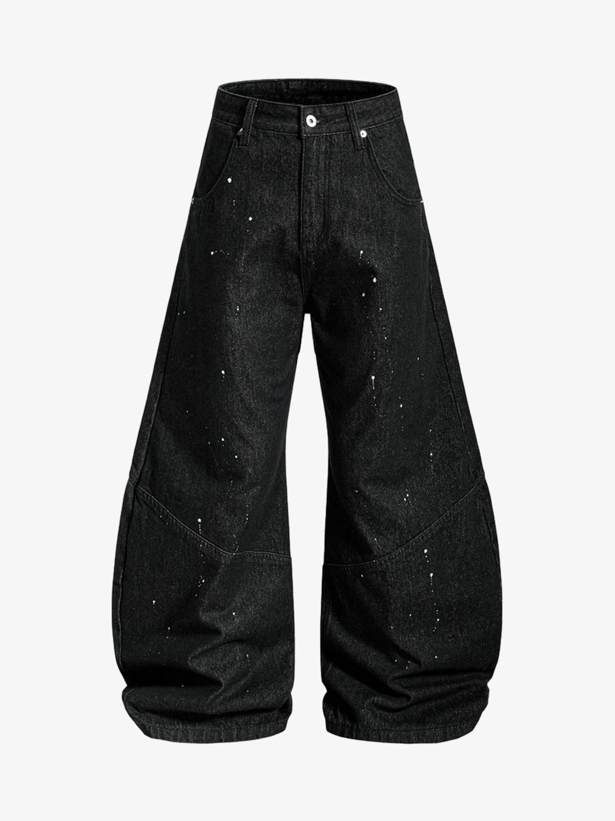 Paint Splatter Stripe Panel Barrel Jeans