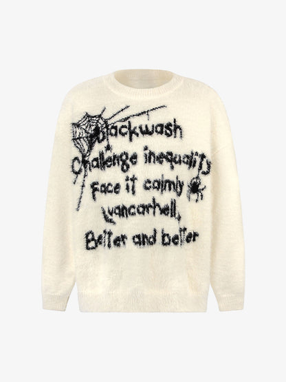 Retro Letter Jacquard Mink Sweater 