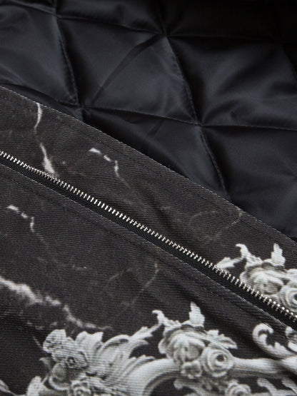 Gem Printed Quilted Bomber Jacket 