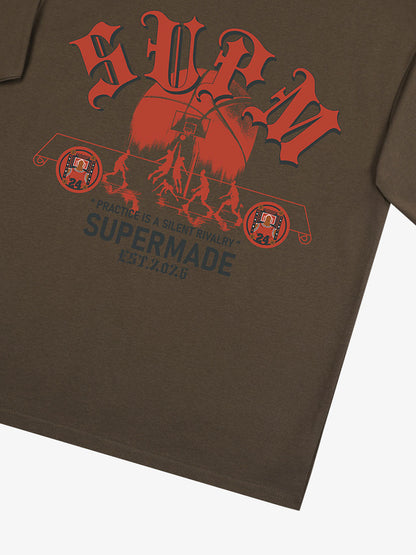 thesupermade-Cotton Basketball Graphic T-Shirt with "Practice Is A Silent Rivalry" Print and Oversized Fit 
