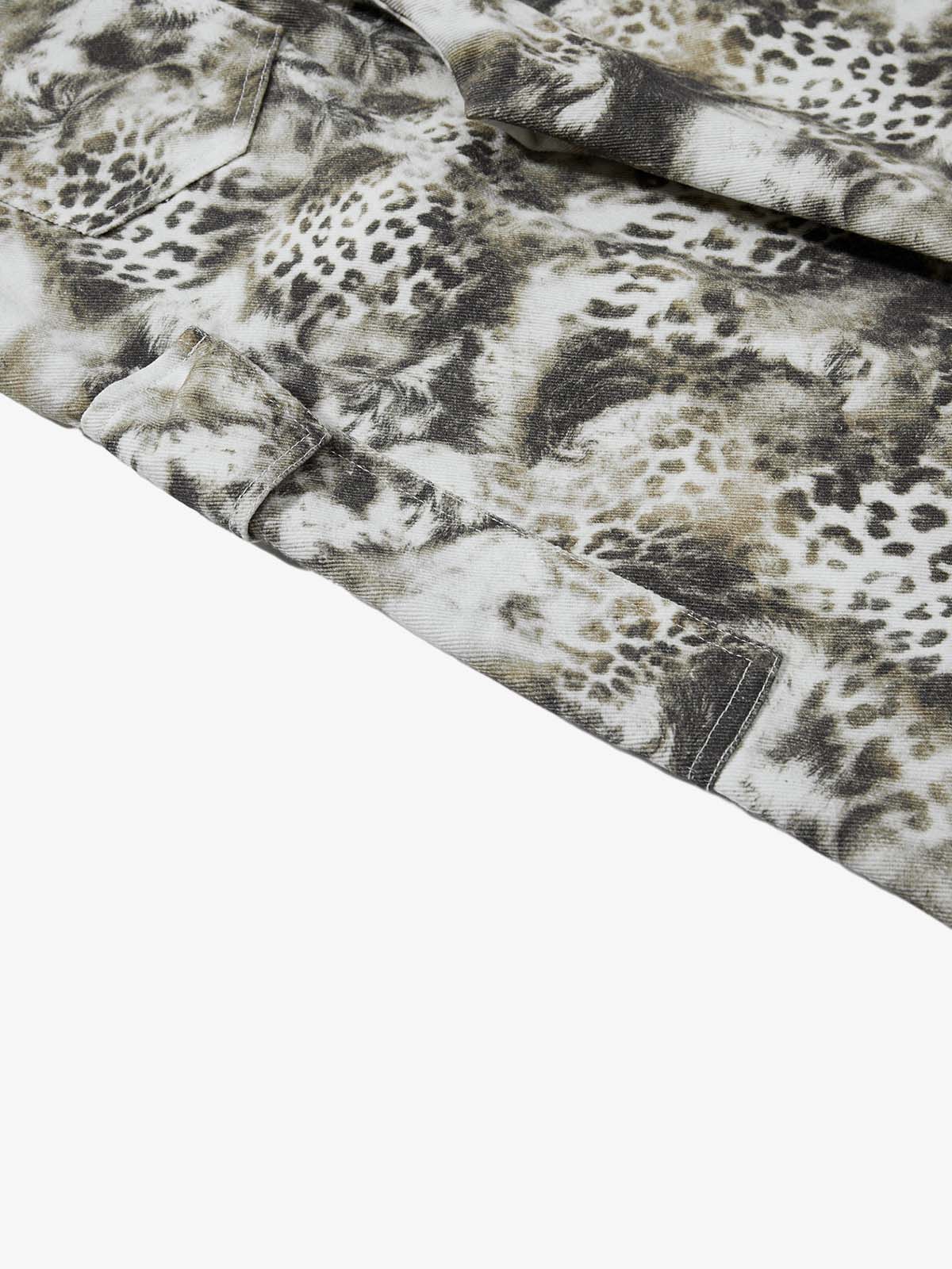 Leopard Multi-Pocket Cargo Jeans