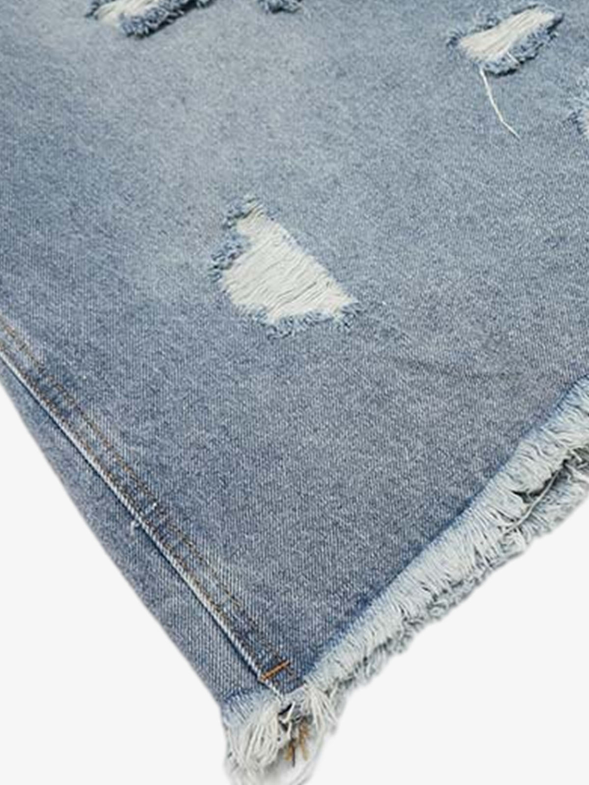 Distressed Light Wash Denim Jorts 