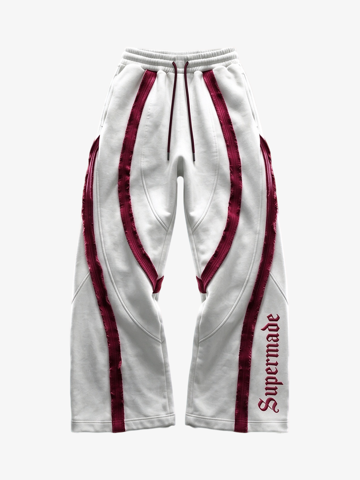 Pink Contrast Stripe Zip Hoodie & Curved-Leg Pants Set
