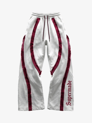 Pink Contrast Stripe Zip Hoodie & Curved-Leg Pants Set