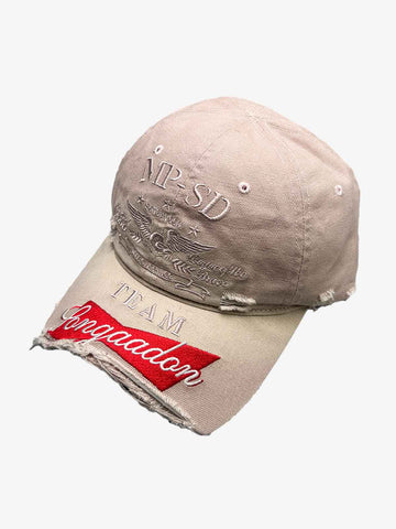 Distressed Baseball Cap with Frayed Brim
