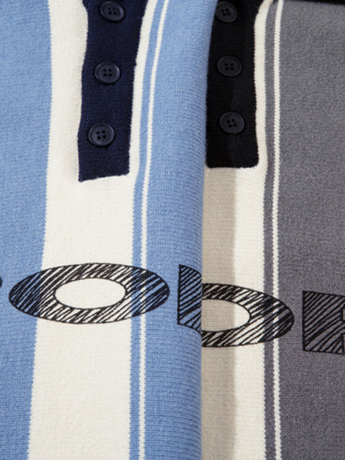Retro Striped Polo Collar Sports Jersey Knit Sweater 