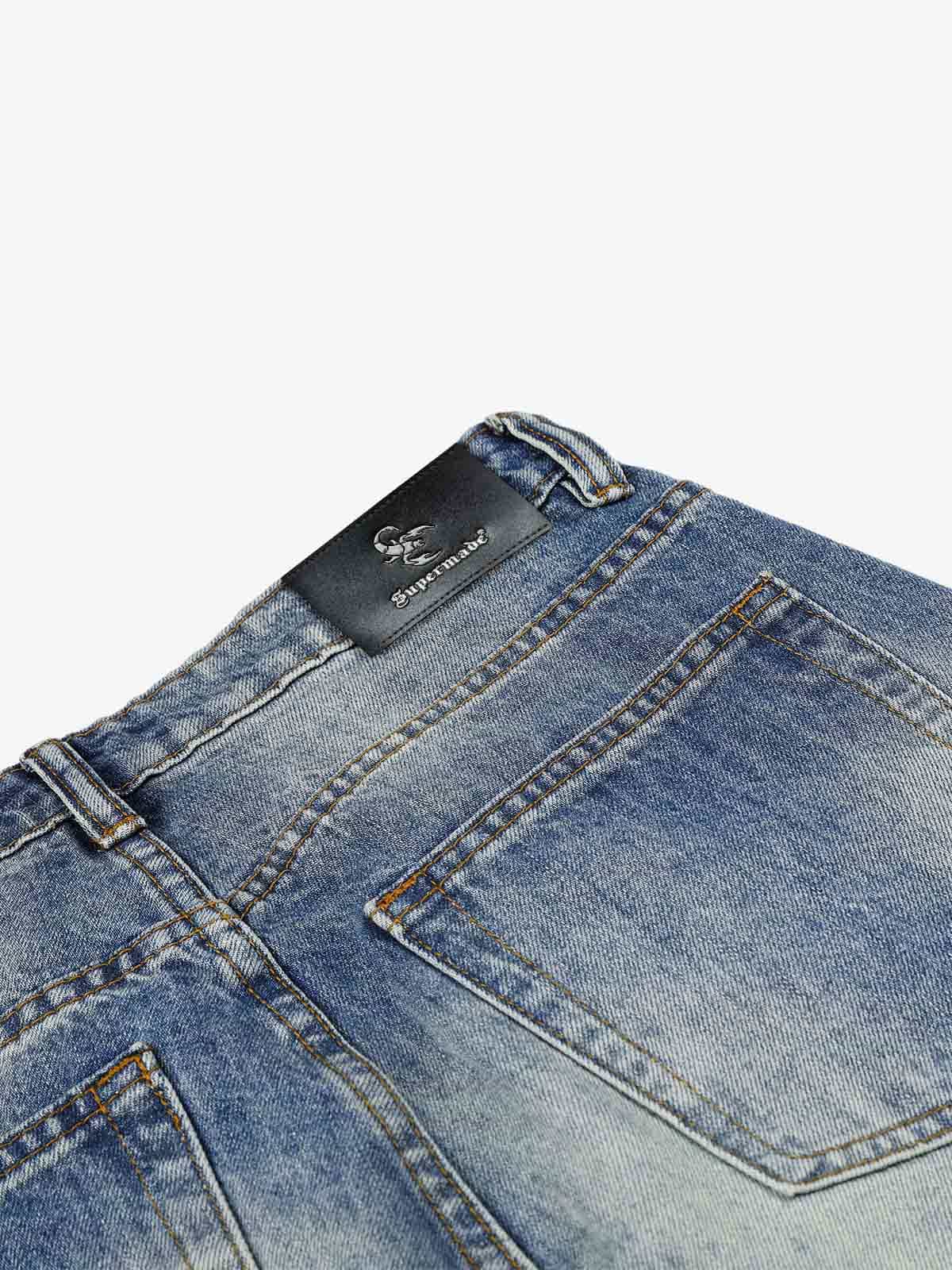 Studded Washed Heavy-Duty Jeans