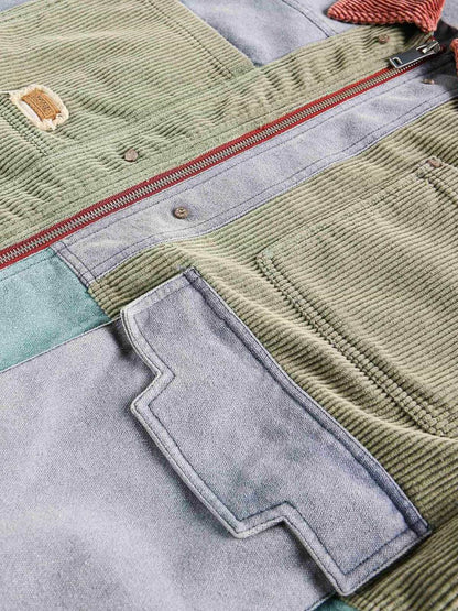 Color-Block Corduroy Denim Jacket for Men - Stylish and Versatile Outerwear 