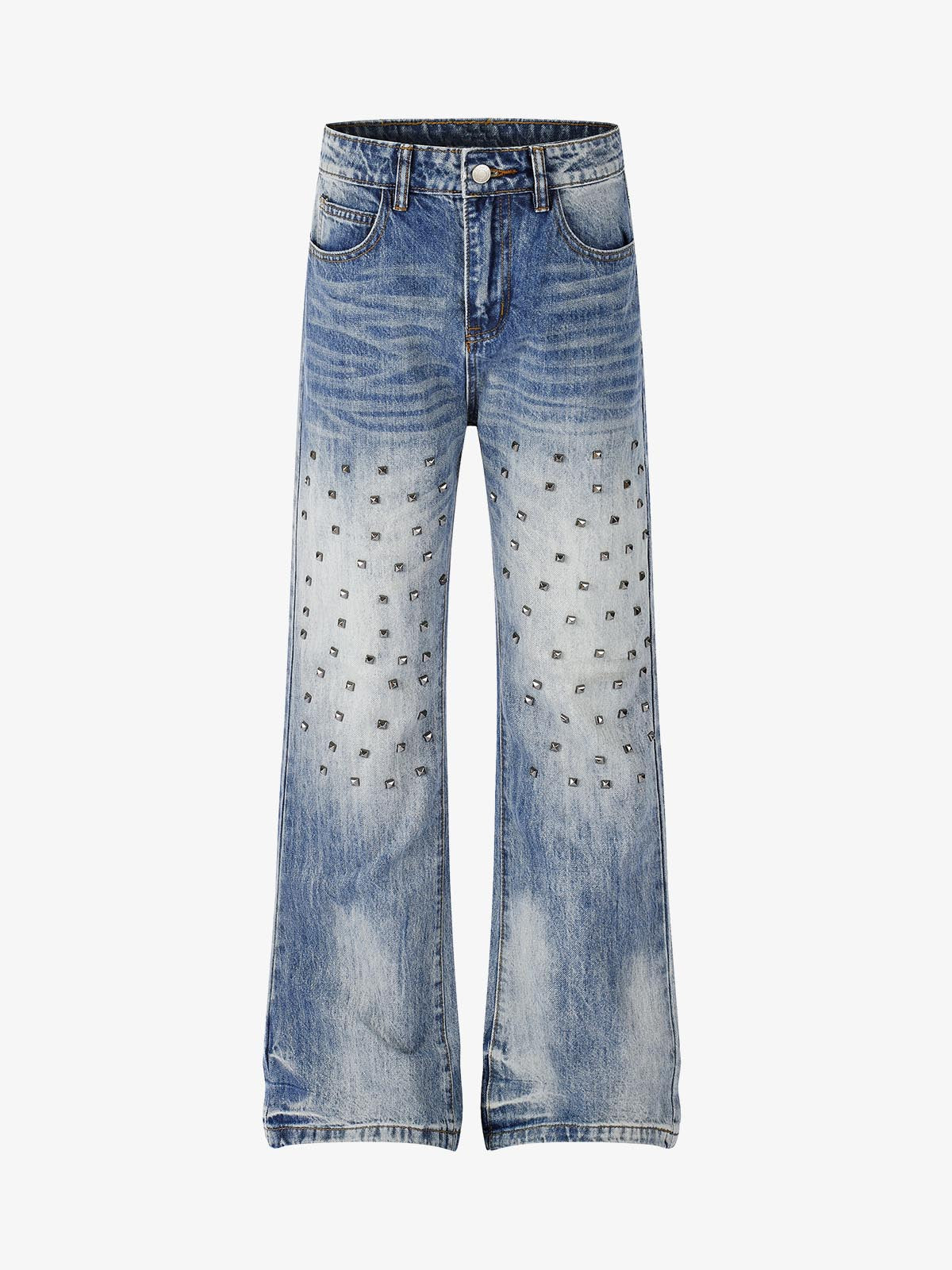Studded Washed Heavy-Duty Jeans