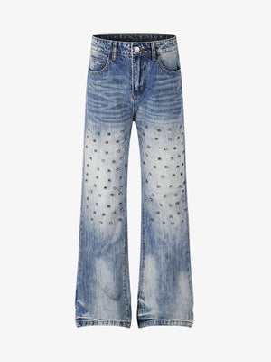 Studded Washed Heavy-Duty Jeans