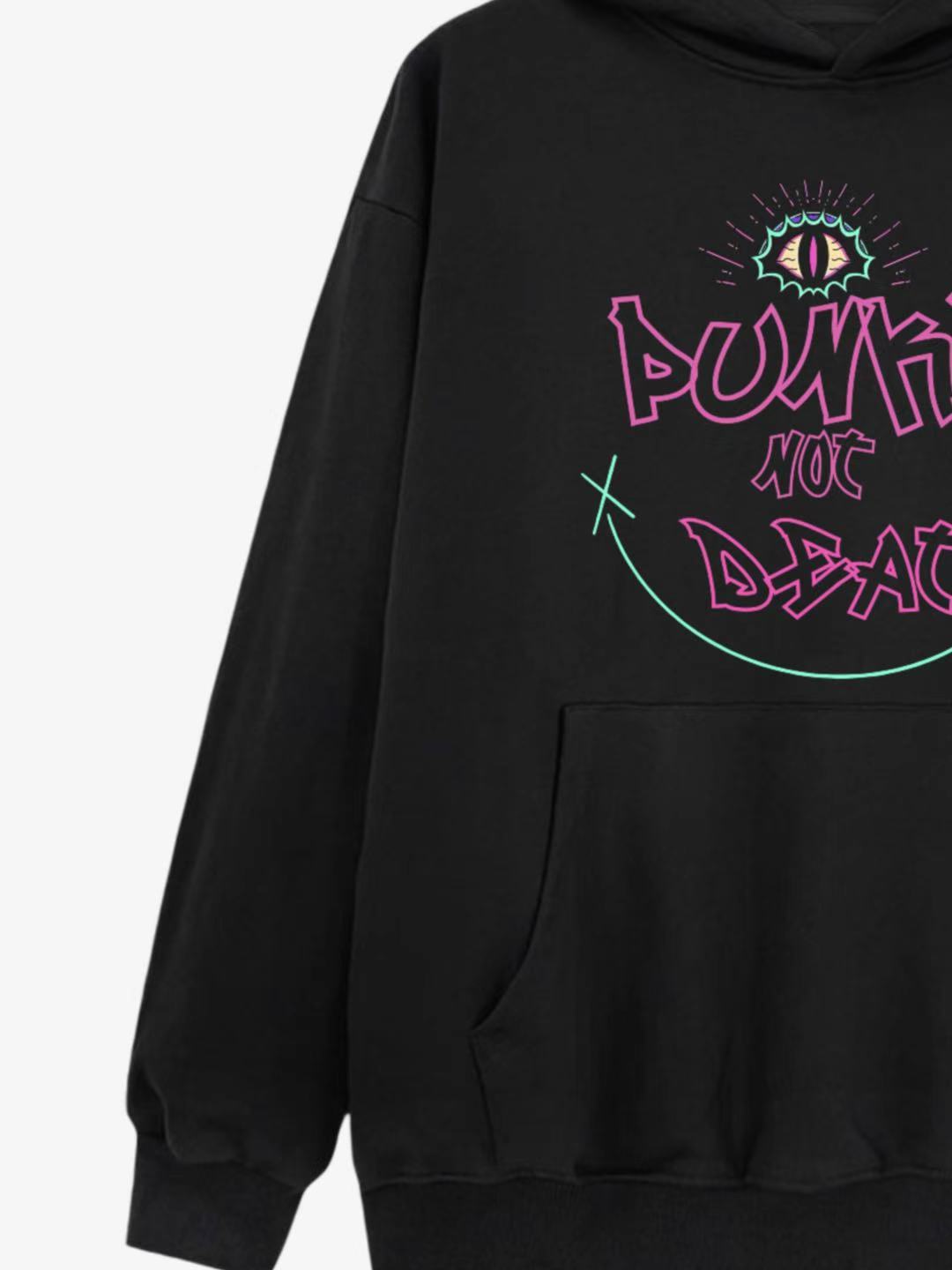 'Punks Not Dead' Graphic Design Cotton Hoodie 