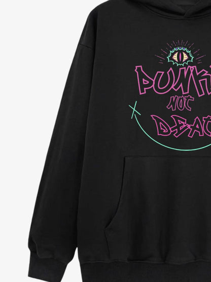'Punks Not Dead' Graphic Design Cotton Hoodie 