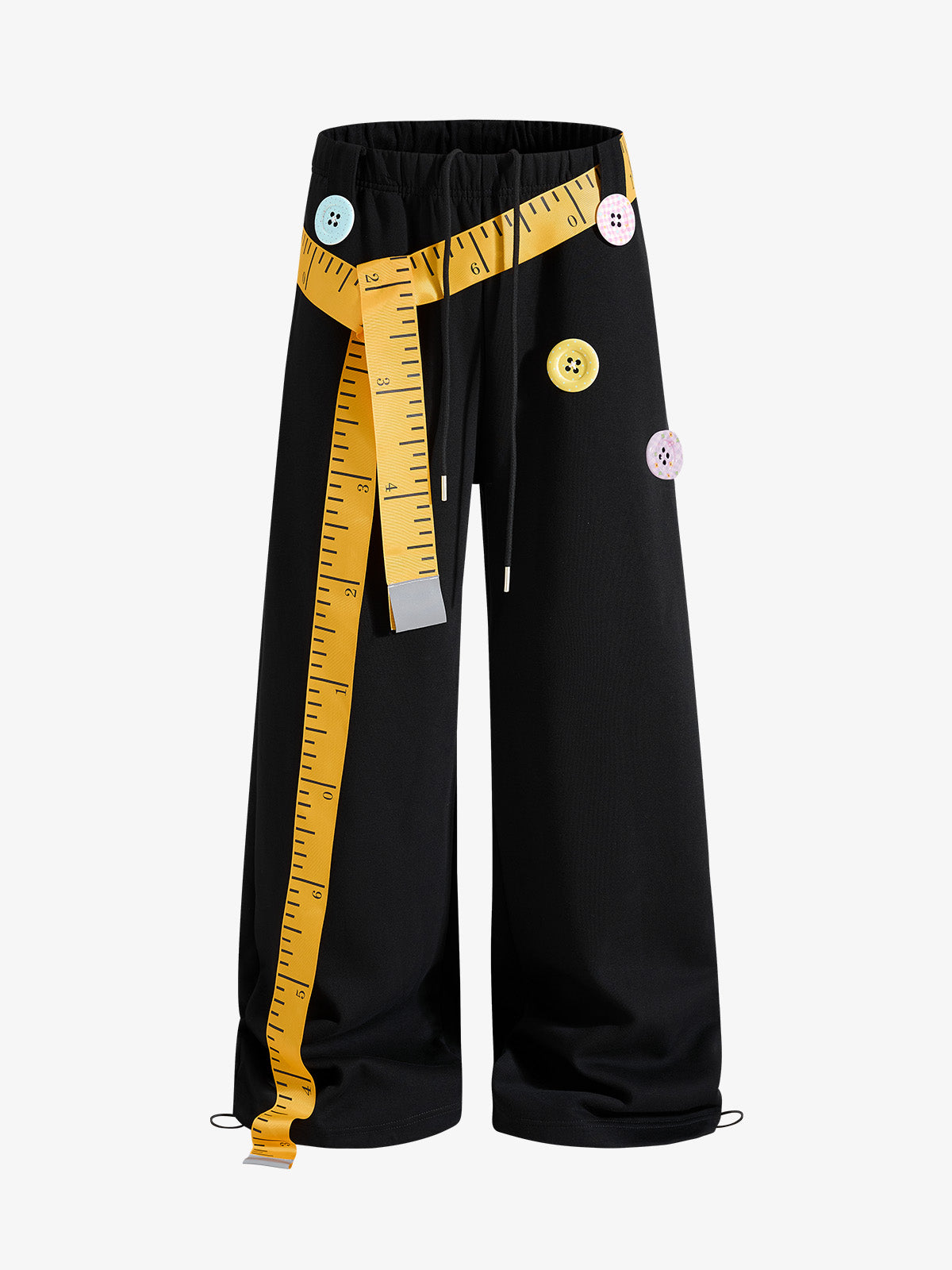 Tape-Measure Belt Graphic Wide-Leg Sweatpants