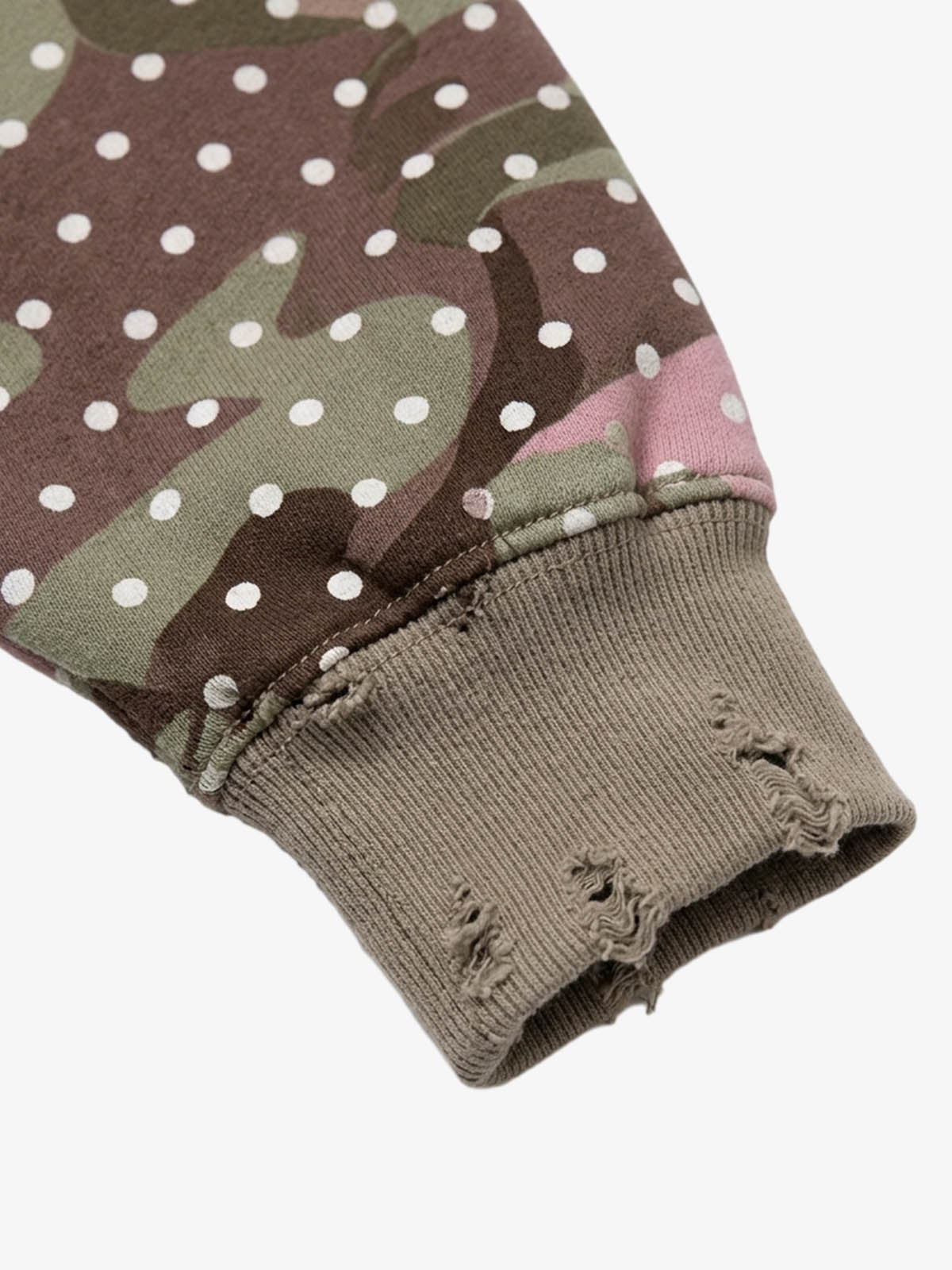 Polka Dot Camo Ripped Hoodie