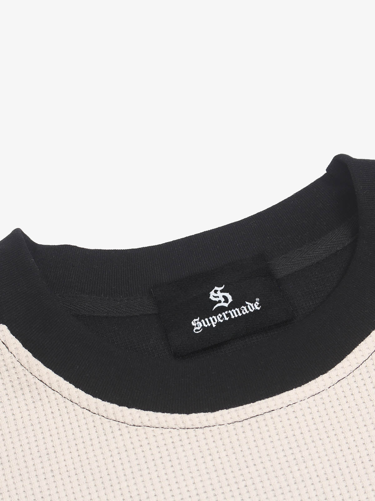 Motorcycle Graphic Color Block Waffle Long Sleeve Tee