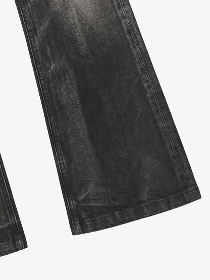 Coated Washed Heavyweight Bootcut Jeans