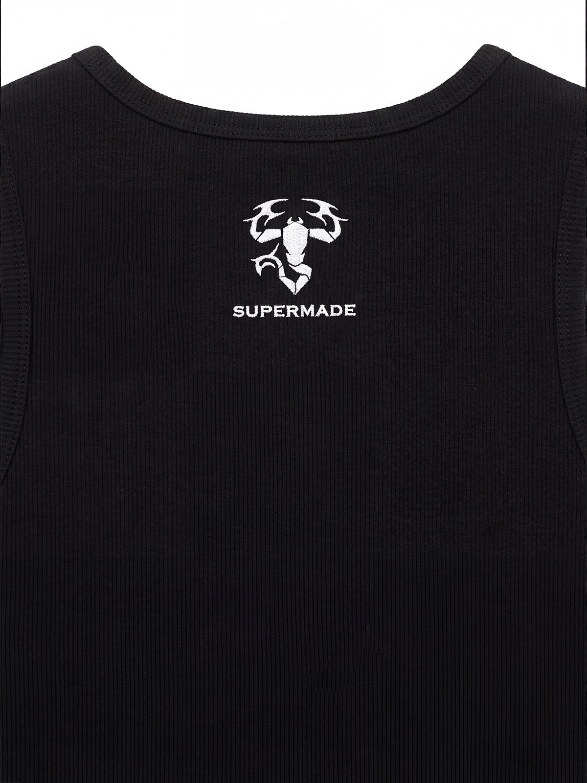 Cotton-blend black, white and gray vest with scorpion embroidered logo and deformed logo print 