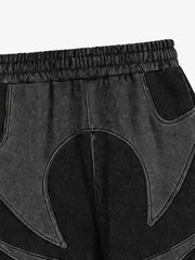 Washed Panelled High-Neck Zip Hoodie & Wide-Leg Sweatpants Set
