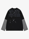 T-shirt à manches longues à rayures et à motif de lettres