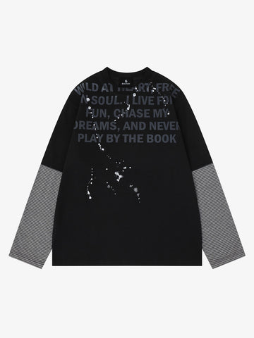 Striped Letter Graphic Long Sleeve Tee