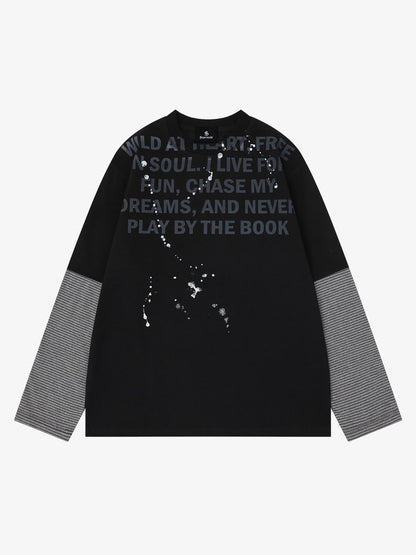 Striped Letter Graphic Long Sleeve Tee
