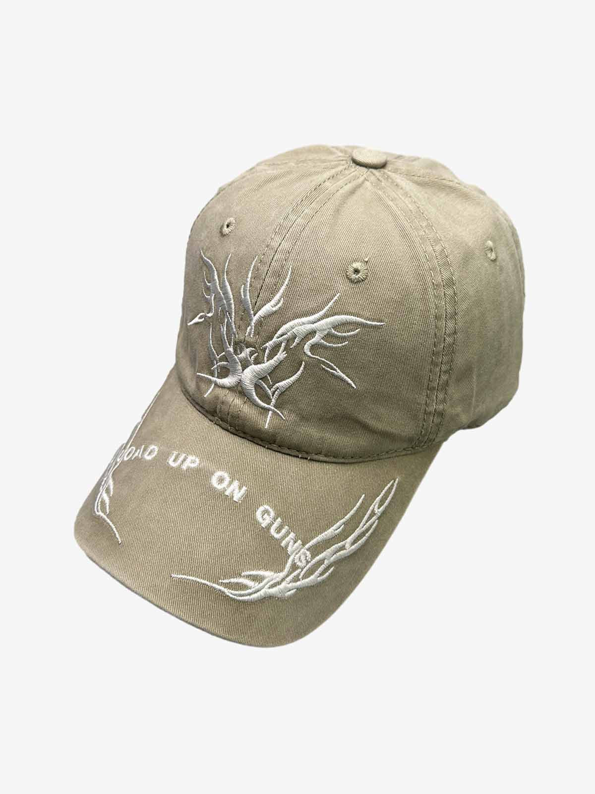 Flame Embroidered Denim Cap