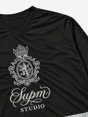 Reflective Patchwork Embroidered Long Sleeve Tee
