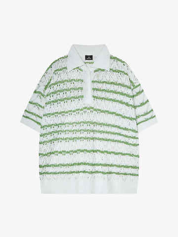 Retro Open-Knit Polo Shirt 