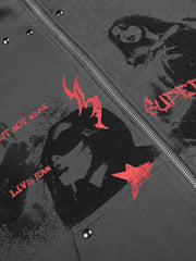 Rivet Character Graphic Zip Hoodie