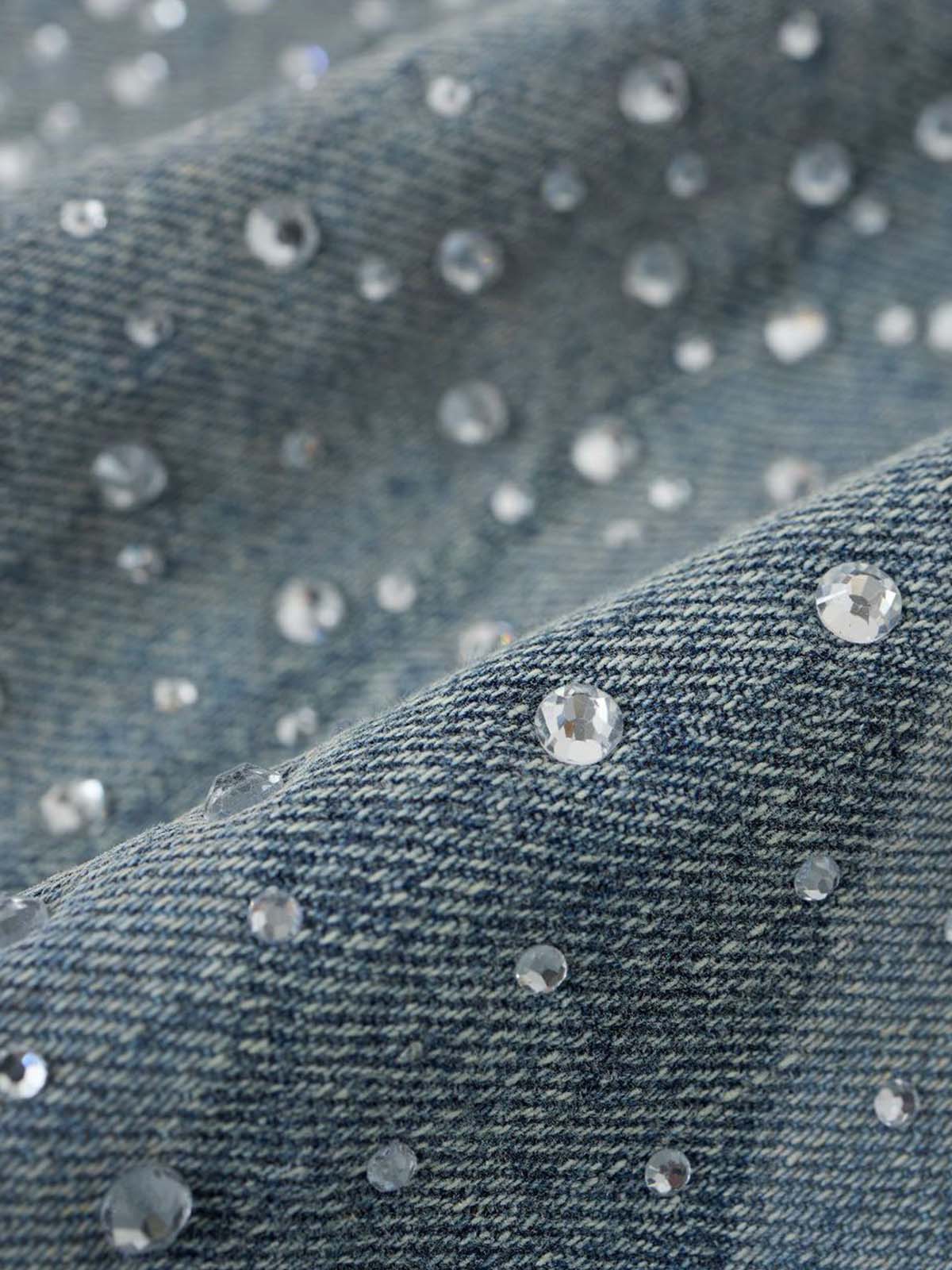 Rhinestone Wave Denim Bermuda Shorts