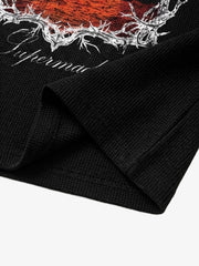 Thorn Silhouette Graphic Washed Waffle Long Sleeve Tee