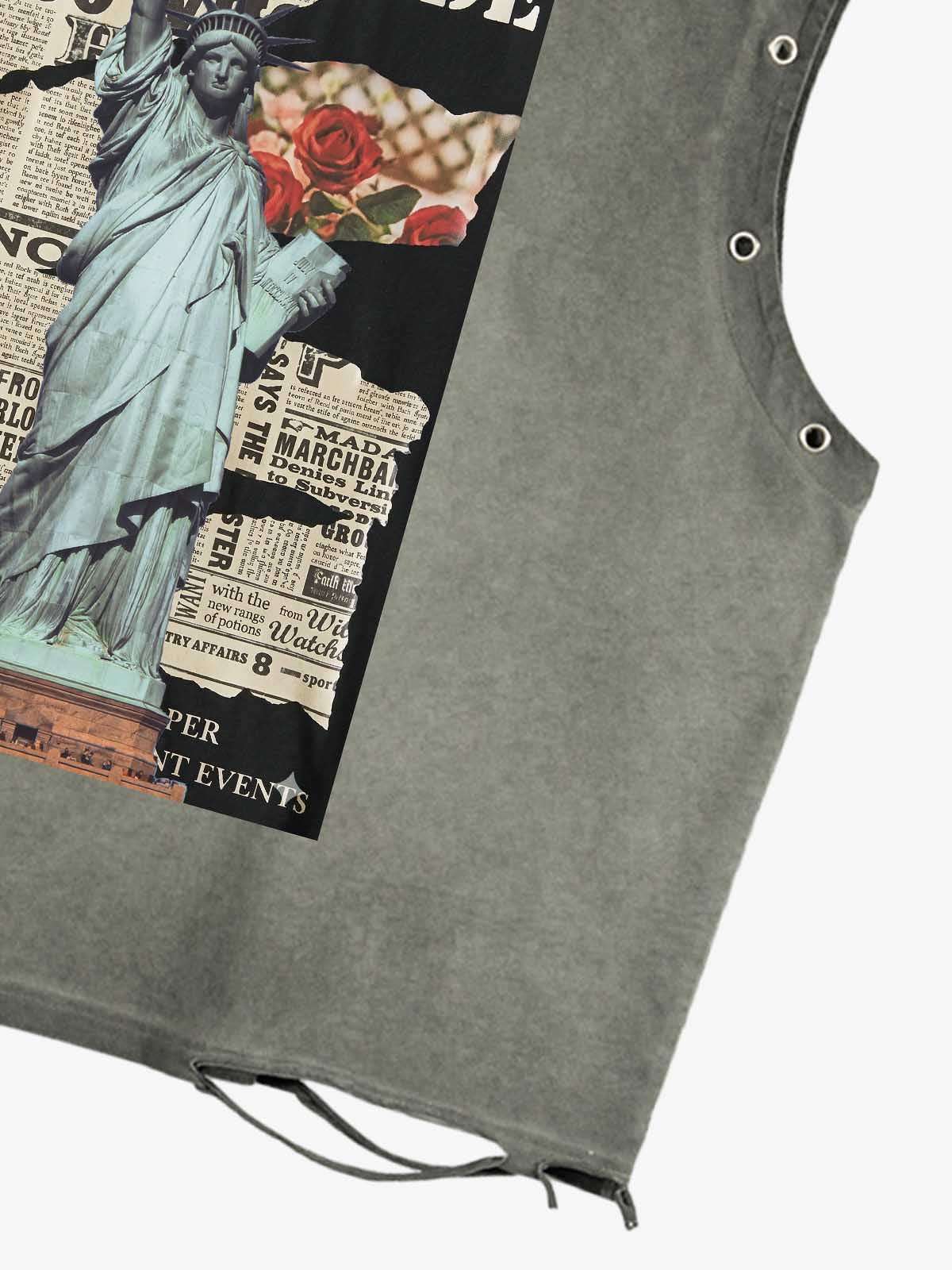 Vintage Liberty Newspaper Sleeveless T-Shirt 