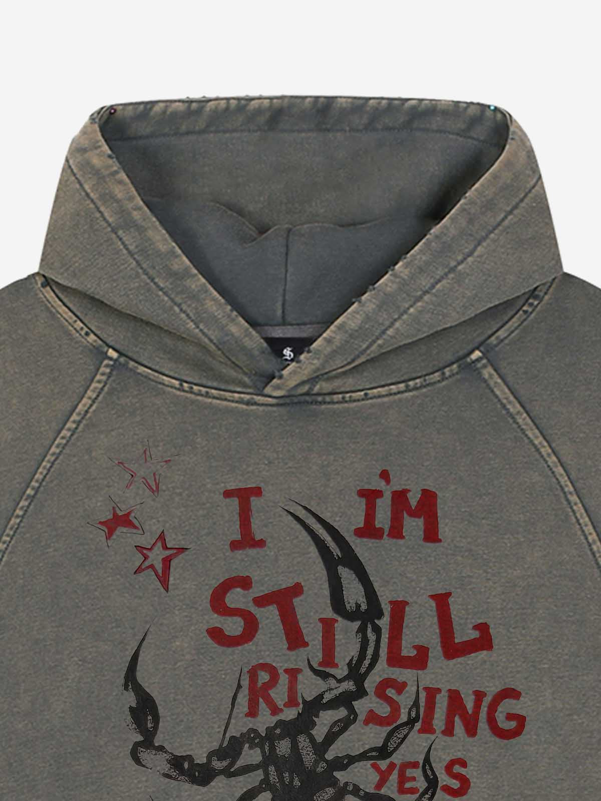Hoodie mit Logo-Blitz-Grafik, gewaschen und im Used-Look