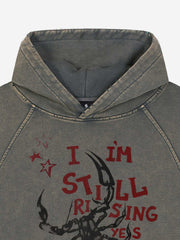 Hoodie mit Logo-Blitz-Grafik, gewaschen und im Used-Look