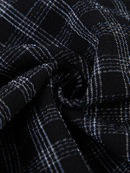 Pleated Plaid Drawstring Pants