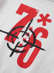 "76" Print Off-Shoulder Sweater