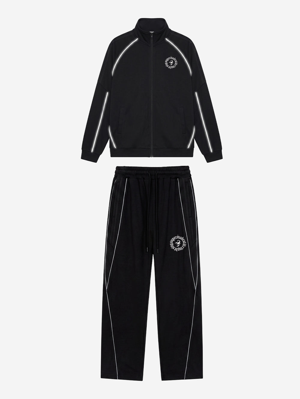 Reflective Stripe Logo Embroidered Tracksuit